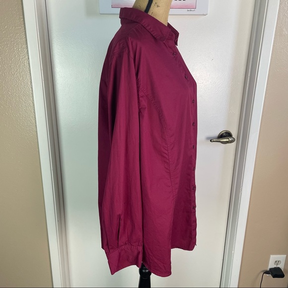 Chico’s Top Blouse Women Size 22/24 Button Up Non-Iron Wine Color Tunic Plus - Picture 4 of 11